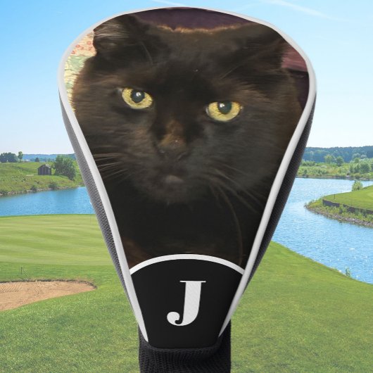 Create Your Own Cat photo template custom black Golf Headcover
