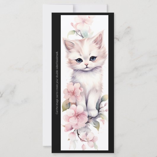 Create Your Own Cherry Blossoms Cat Bookmark Card (Vorderseite)