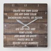 CREATE YOUR OWN CLOCK QUADRATISCHE WANDUHR (Vorderseite)