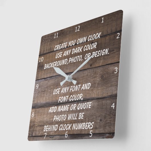 CREATE YOUR OWN CLOCK QUADRATISCHE WANDUHR (Winkel)