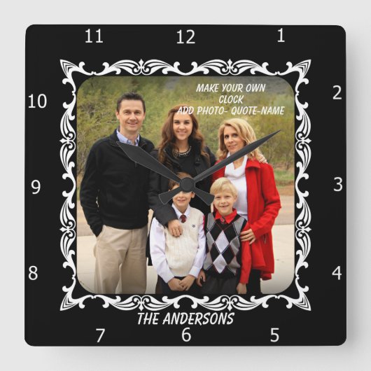 CREATE YOUR OWN CLOCK QUADRATISCHE WANDUHR (Vorderseite)