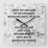 CREATE YOUR OWN CLOCK QUADRATISCHE WANDUHR (Vorderseite)
