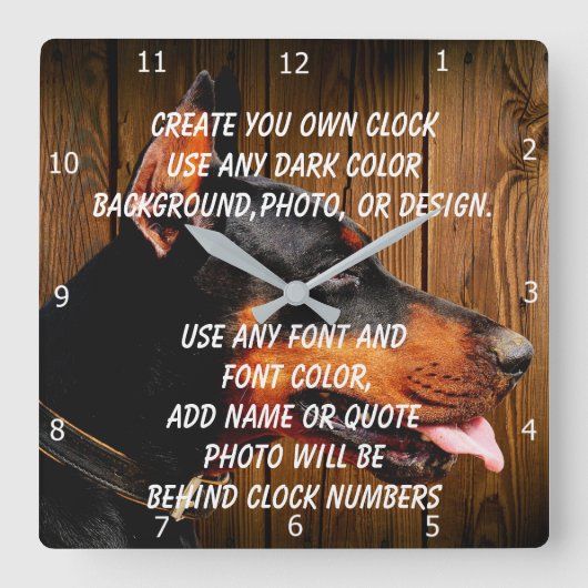 CREATE YOUR OWN CLOCK QUADRATISCHE WANDUHR (Vorderseite)