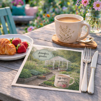 Create your own Coffee before gardening photo Serviette