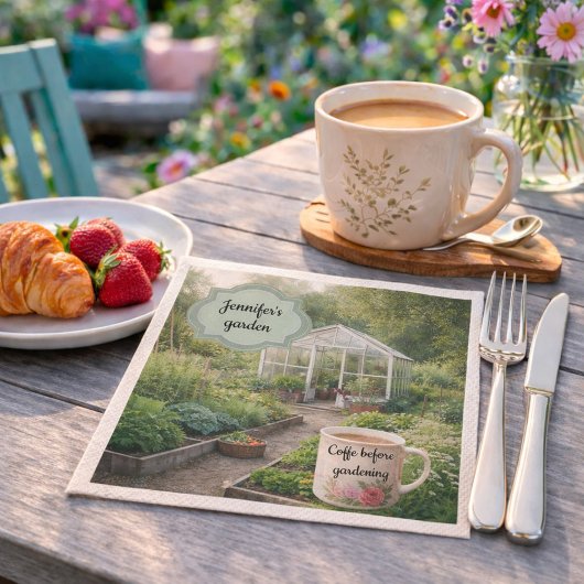 Create your own Coffee before gardening photo Serviette
