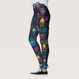 Create Your Own Colorful Herbs & Candles Black Leggings