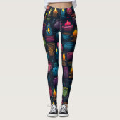 Create Your Own Colorful Herbs & Candles Black Leggings (Vorderseite)