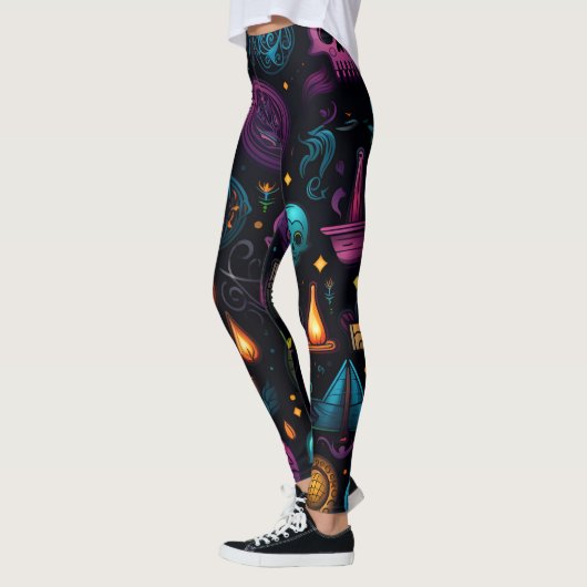 Create Your Own Colorful Symbols & Skulls Black Leggings (Links)