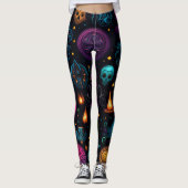 Create Your Own Colorful Symbols & Skulls Black Leggings (Vorderseite)