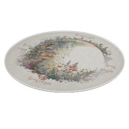 Create Your Own Cottagecore Floral Crescent Moon Schneidebrett