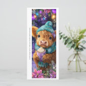 Create Your Own Cozy Highland Cow Bookmark Card (Stehend Vorderseite)