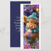 Create Your Own Cozy Highland Cow Bookmark Card (Vorne/Hinten)