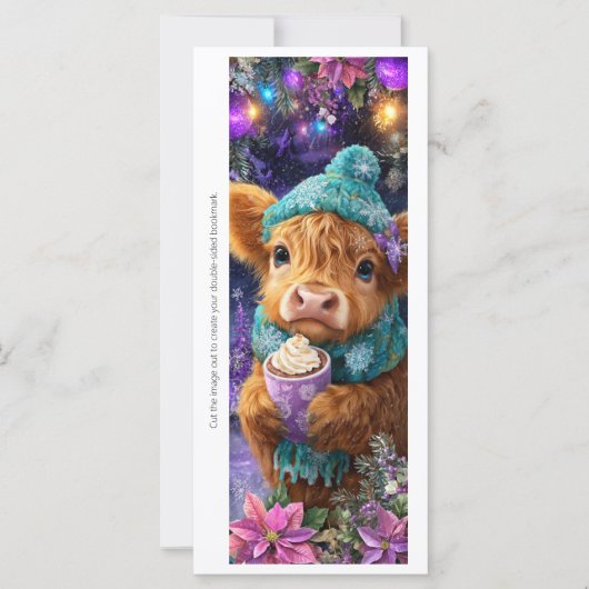Create Your Own Cozy Highland Cow Bookmark Card (Vorderseite)