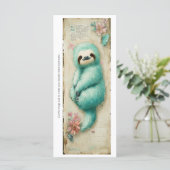 Create Your Own Cuddly Teal Sloth Bookmark Card (Stehend Vorderseite)