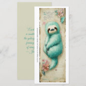 Create Your Own Cuddly Teal Sloth Bookmark Card (Vorne/Hinten)