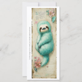 Create Your Own Cuddly Teal Sloth Bookmark Card