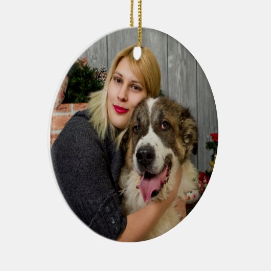 Create Your Own Custom 2 Photo Collage Double Side Keramik Ornament (Rechts)