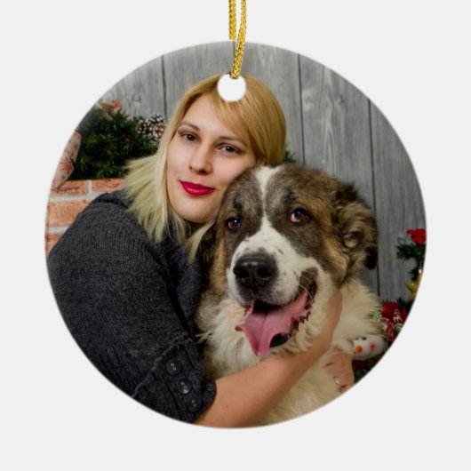 Create Your Own Custom 2 Photo Collage Double Side Keramik Ornament (Vorne)