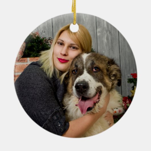 Create Your Own Custom 2 Photo Collage Double Side Keramik Ornament (Hinten)