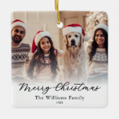 Create Your Own Custom 2 Photo Merry Christmas Keramikornament (Vorderseite)