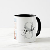 Create Your Own Custom 4 Photo Collage Monogram Tasse (VorderseiteRechts)