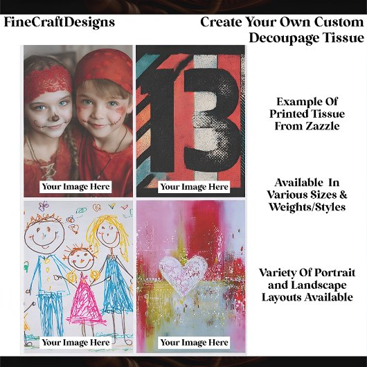 Create Your Own Custom 4 Photo Portrait Decoupage Seidenpapier