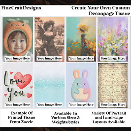 Create Your Own Custom 8 Photo Portrait Decoupage Seidenpapier