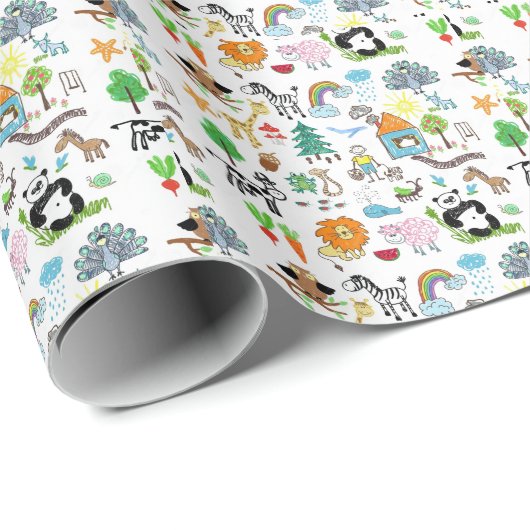 Create Your Own Custom Children drawings Cute Geschenkpapier (Rolleneckpunkt)
