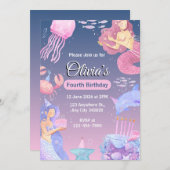 Create your own Custom Girls Mermaid Birthday Einladung (Vorne/Hinten)