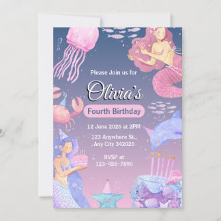 Create your own Custom Girls Mermaid Birthday Einladung