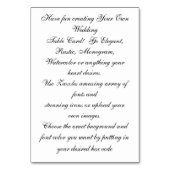 Create Your Own Custom Wedding Table Card Tischnummer (Vorderseite)