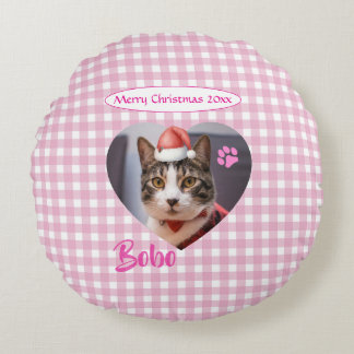 Create Your Own Cute Cat 2 Photo Script Christmas  Rundes Kissen