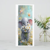 Create Your Own Cute Daisy Elephant Bookmark Card (Stehend Vorderseite)