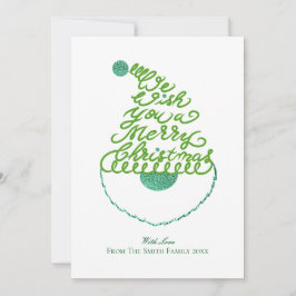 Create Your Own Cute Glitter Santa Christmas Flat Feiertagskarte