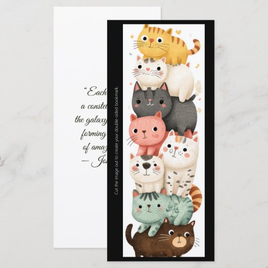 Create Your Own Cute Kitten Stack Bookmark Card (Vorne/Hinten)