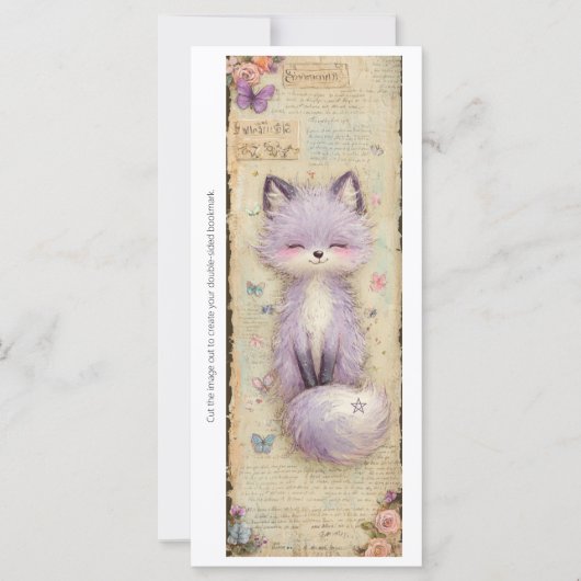 Create Your Own Cute Purple Fox Bookmark Card (Vorderseite)