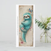 Create Your Own Cute Teal Sloth Bookmark Card (Stehend Vorderseite)