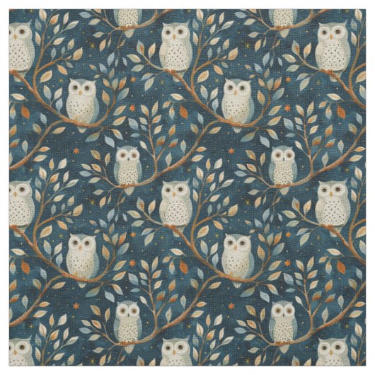 Create Your Own Cute Winter Owls Blue Stoff (Muster)