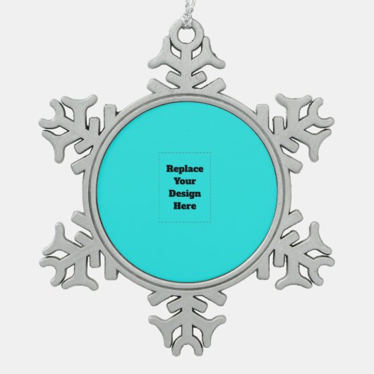 Create Your Own cyan Schneeflocken Zinn-Ornament (Vorderseite)