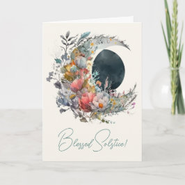 Create Your Own Dark & Light Floral Crescent Moon Feiertagskarte