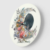 Create Your Own Dark & Light Floral Crescent Moon Große Wanduhr (Winkel)