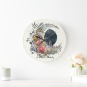 Create Your Own Dark & Light Floral Crescent Moon Große Wanduhr (Zuhause)