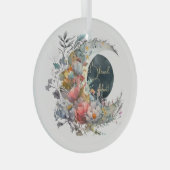 Create Your Own Dark & Light Floral Crescent Moon Ornament Aus Glas (Vorderseite Rechts)