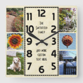 Create Your Own Deco 6 Photo Collage Marbled Quadratische Wanduhr (Vorderseite)