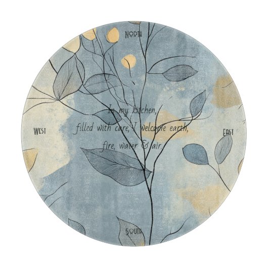 Create Your Own Deep Blue Floral Minimalist Schneidebrett (Vorderseite)