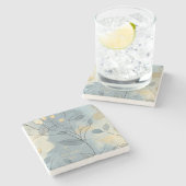 Create Your Own Deep Blue Floral Minimalist Steinuntersetzer (Seitenansicht)