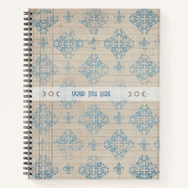 Create Your Own Distressed Blue Damask Lined Paper Notizblock