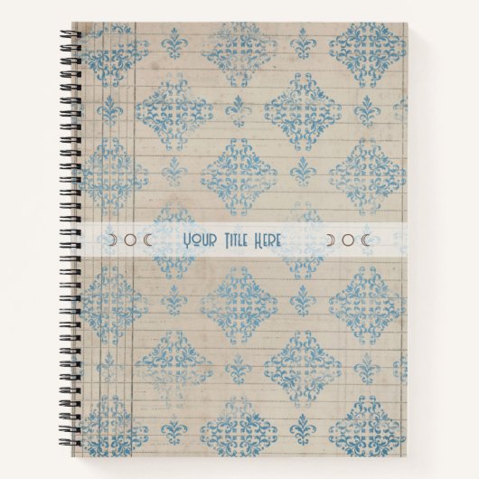 Create Your Own Distressed Blue Damask Lined Paper Notizblock (Vorderseite)