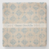 Create Your Own Distressed Blue Damask Lined Paper Steinuntersetzer (Vorderseite)