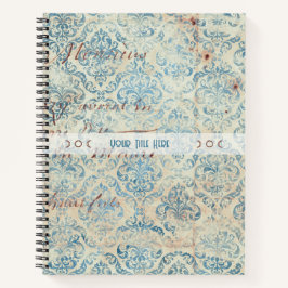 Create Your Own Distressed Blue Damask Love Letter Notizblock